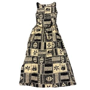 Vintage 90s K.C. Spencer New York Elephant Print Maxi Dress Size 12